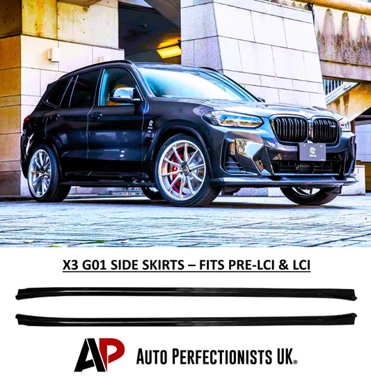 BMW X3 G01 Gloss Black Side Skirts Extensions Spoiler Splitter Lip Body Kit 18+