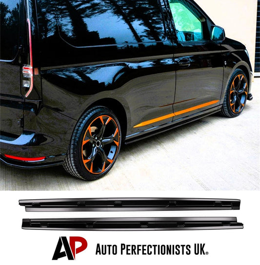 VW Caddy MK5 SWB Gloss Black Side Skirts Extensions Spoiler Splitter Lip Kit 21+