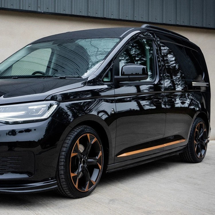 VW Caddy MK5 SWB Gloss Black Side Skirts Extensions Spoiler Splitter Lip Kit 21+
