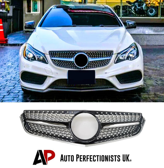 For Mercedes E Class Coupe W207 Gloss Black DIAMOND STYLE Grille Grill 14-16