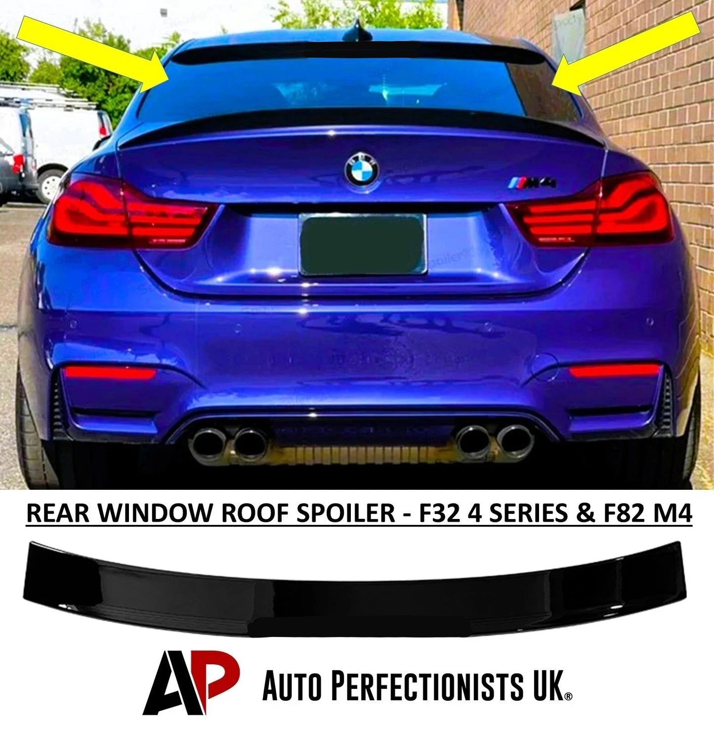 For BMW 4 Series M4 F32 Gloss Black Rear Roof Spoiler Window Lip Wing 2013-2020