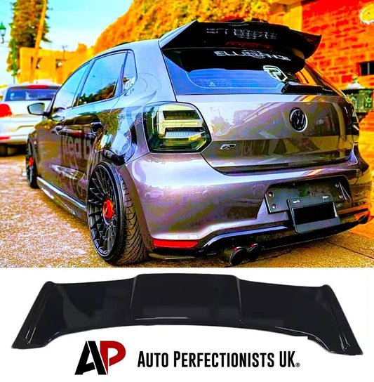 VW Polo MK5 Car Rear Roof Spoiler 2009-17 Batman Style Gloss Black