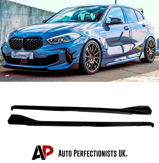 For BMW 1 Series F40 Gloss Black Side Skirts Extensions Bodykit
