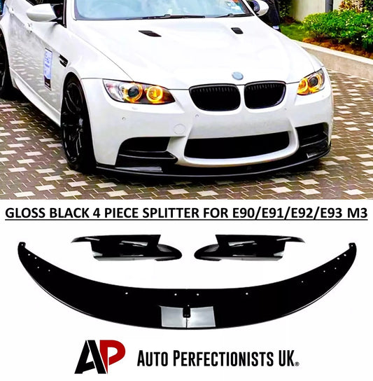 BMW M3 E90 E91 E92 E93 Front Splitter Kit 2007-2013 ABS Gloss Black