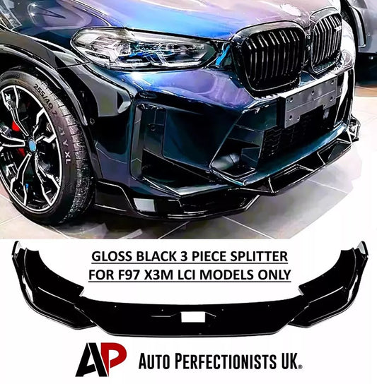 BMW X3M F97 LCI Front Splitter Wing Kit 2022-2024 ABS Gloss Black