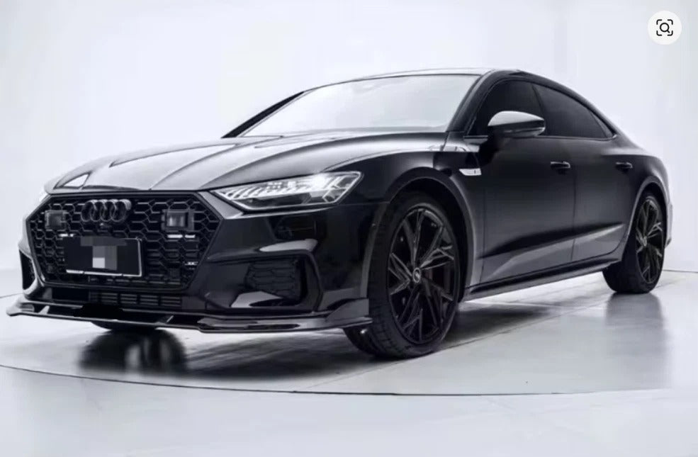 For Audi A7 S7 S Line C8 Gloss Black Front Splitter Body Kit 2017+