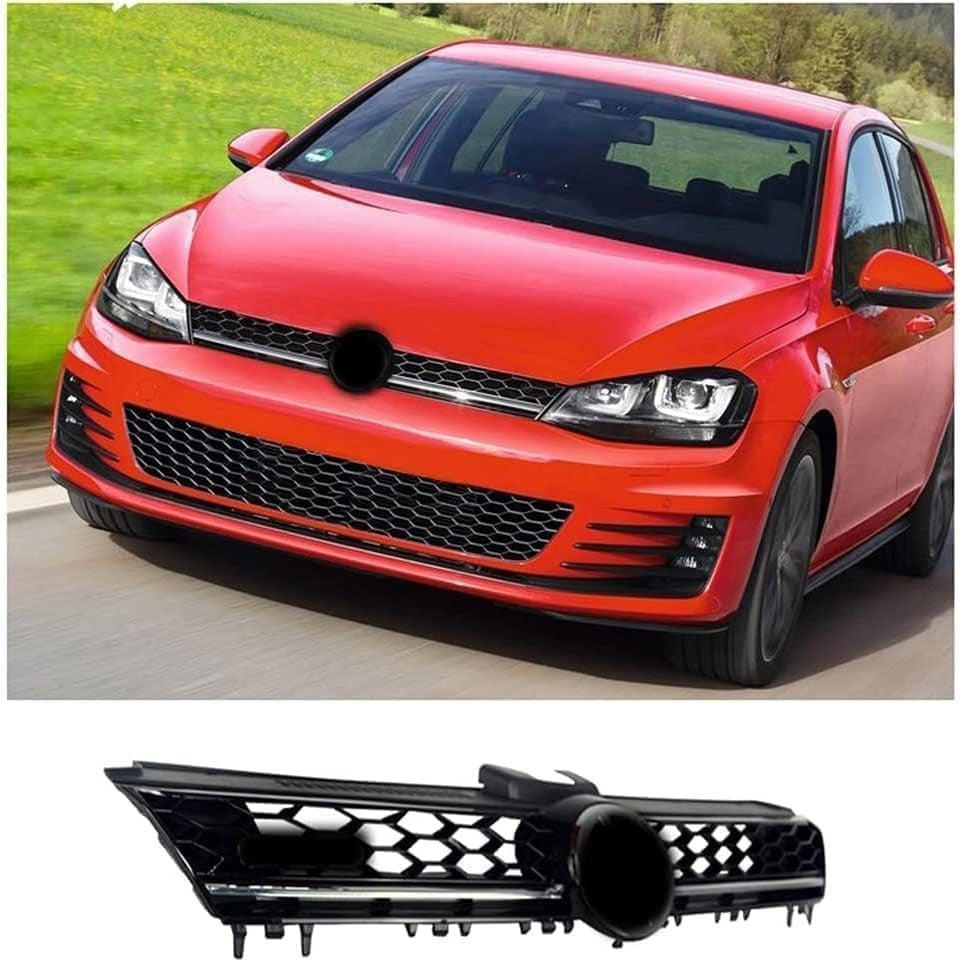 For VW Golf MK7 Upgrade R Main Grille Gloss Black Honeycomb Mesh Grill 2013-16