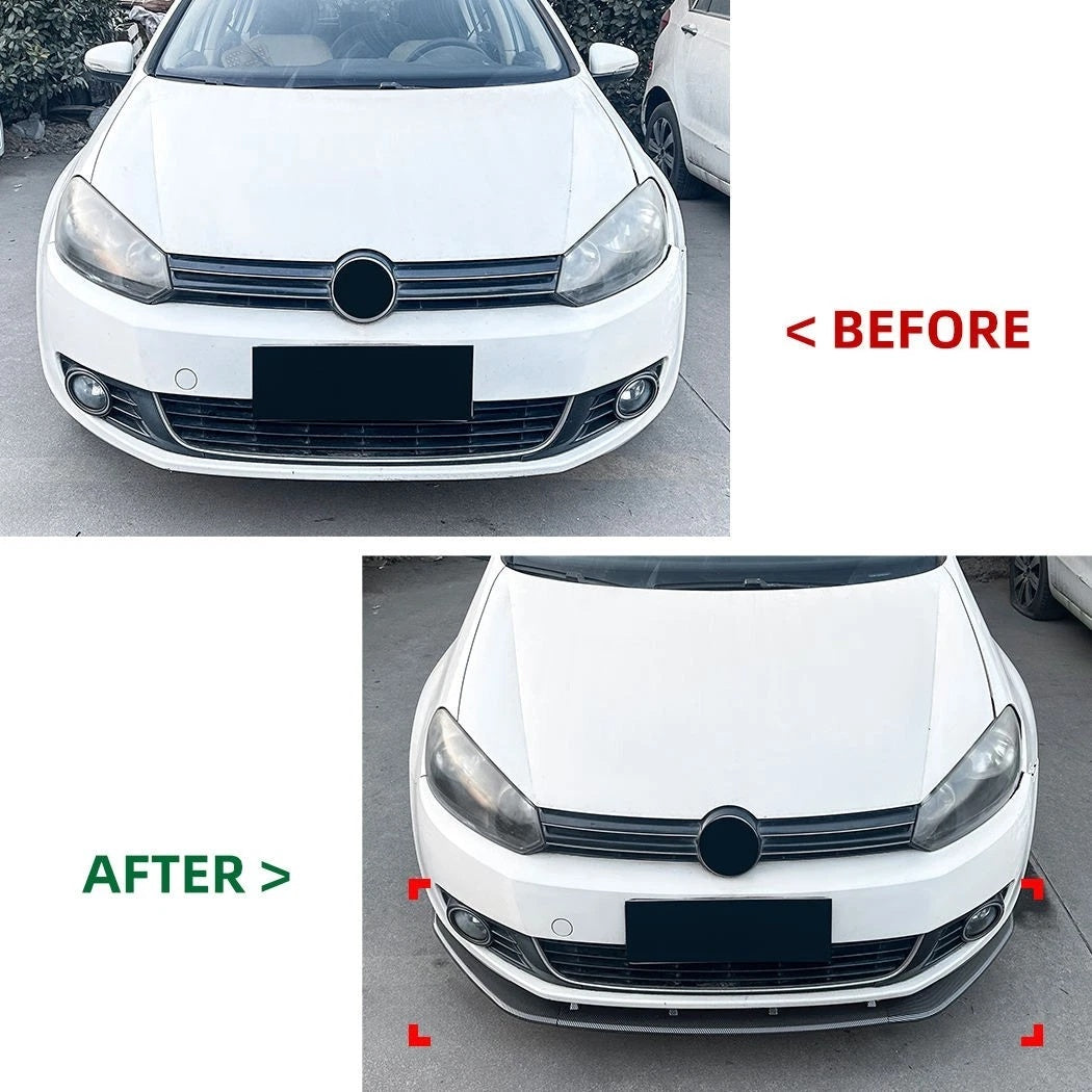 For VW Golf MK6 TSI TDI Front Splitter Lip Kit 2008-2013 ABS Gloss Black