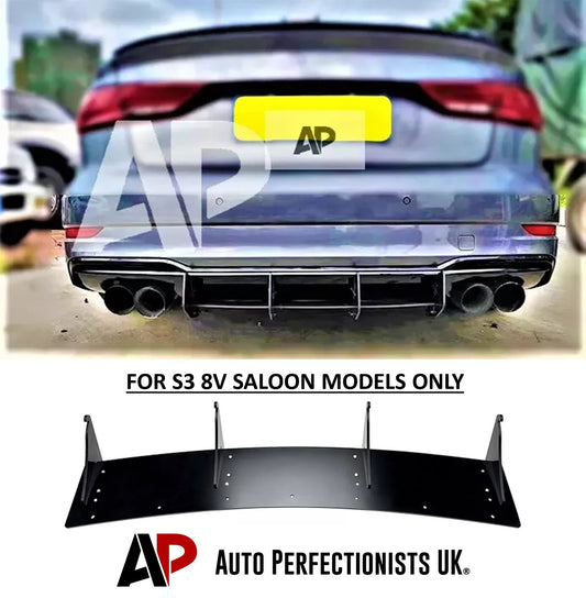 Audi S3 Saloon 8V Rear Blade Style Diffuser 2017-2020 Gloss Black