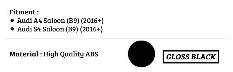 Audi A4 S4 B9 Gloss Black Rear High Kick PSM Ducktail Boot Spoiler Lip Wing Kit