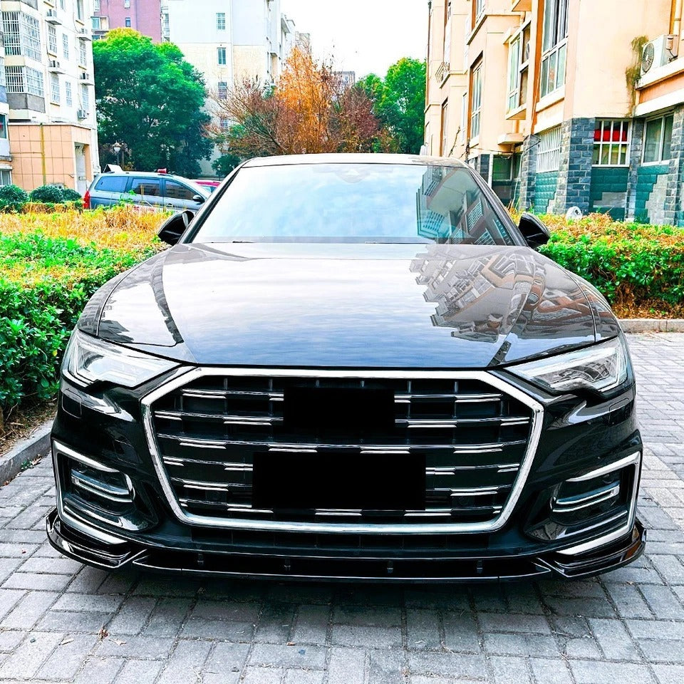 For Audi A6 S6 S Line C8 Gloss Black Front Splitter Body Kit 2018+