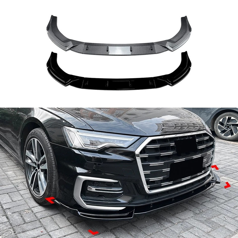 For Audi A6 S6 S Line C8 Gloss Black Front Splitter Body Kit 2018+