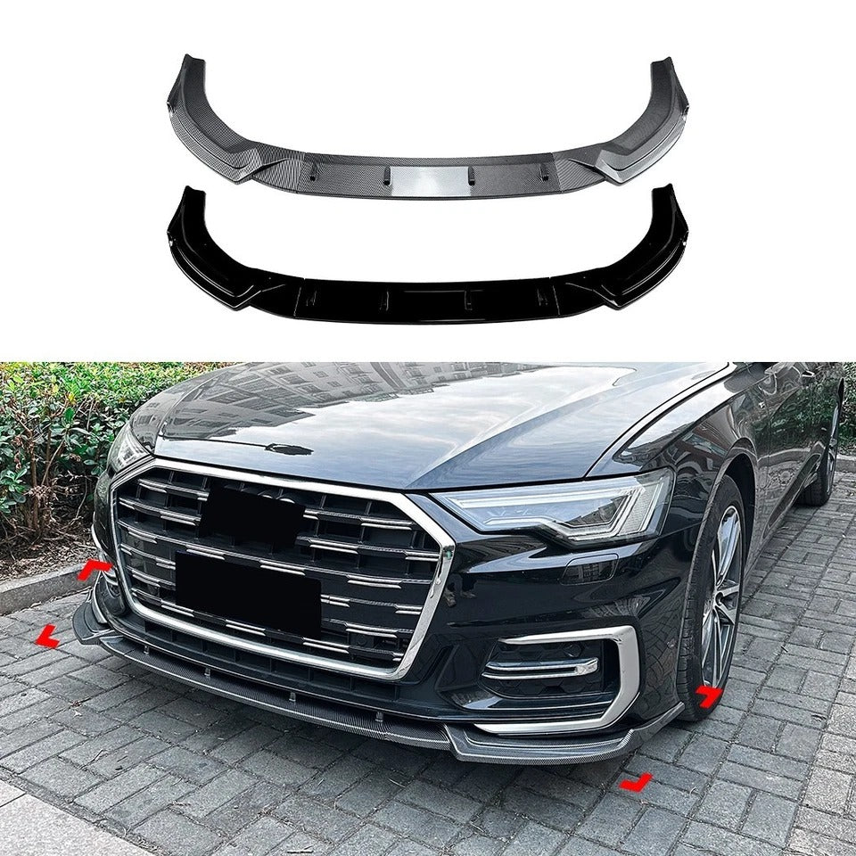 For Audi A6 S6 S Line C8 Gloss Black Front Splitter Body Kit 2018+