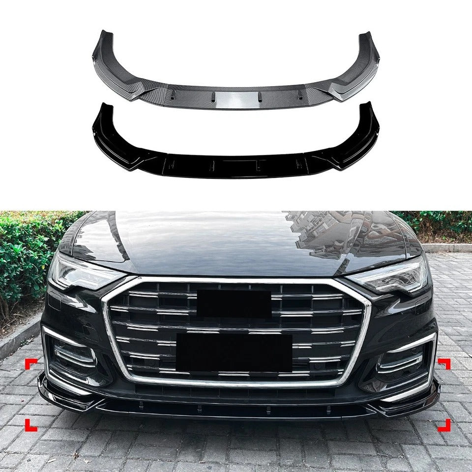 For Audi A6 S6 S Line C8 Gloss Black Front Splitter Body Kit 2018+