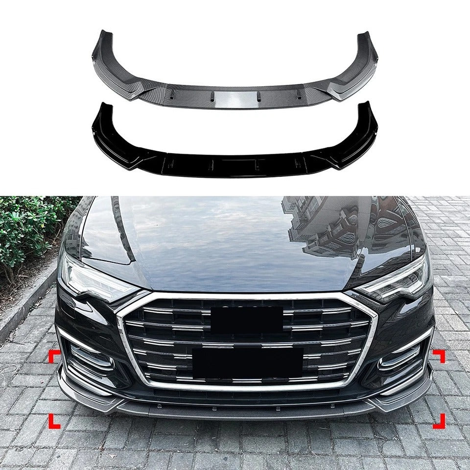 For Audi A6 S6 S Line C8 Gloss Black Front Splitter Body Kit 2018+