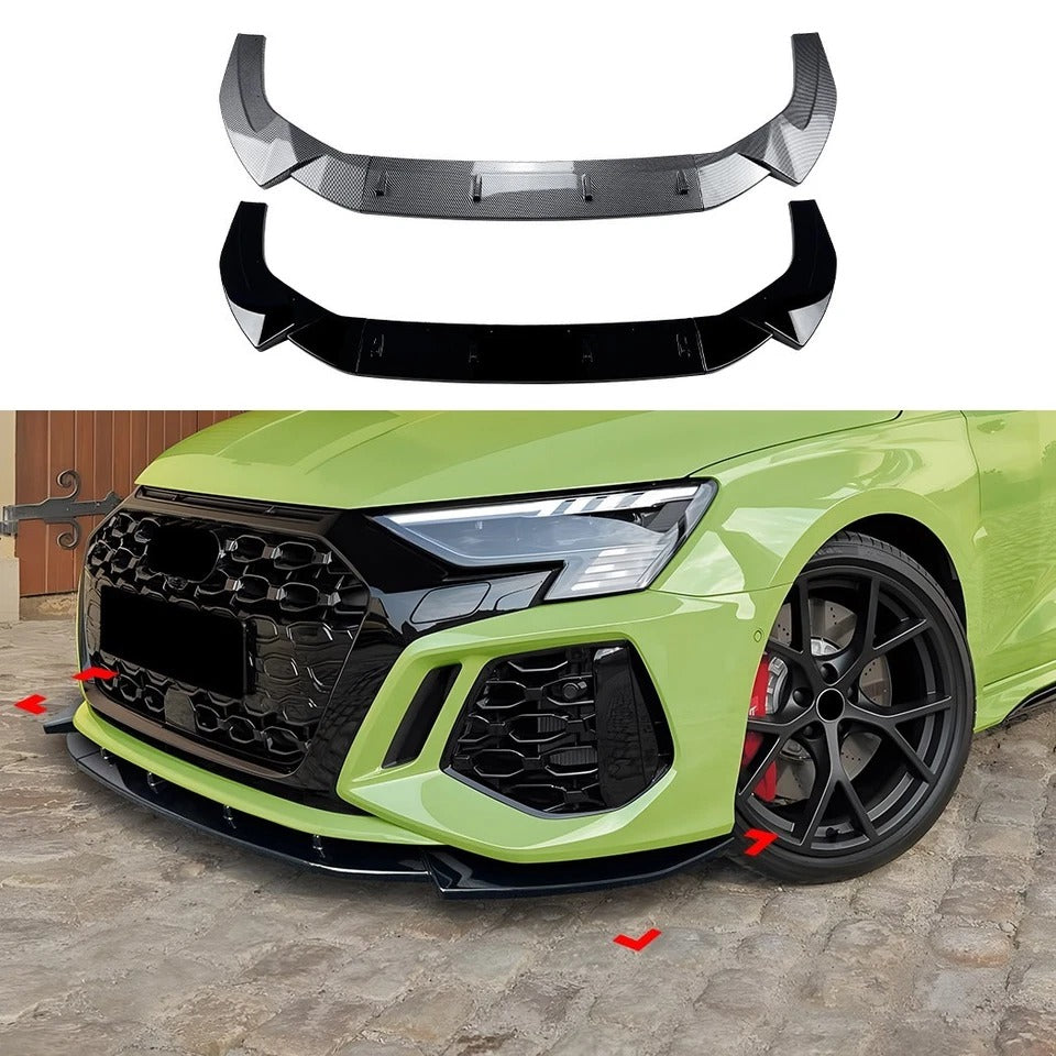 For Audi RS3 8Y Gloss Black Front Splitter Body Kit Prefacelift 2020-24