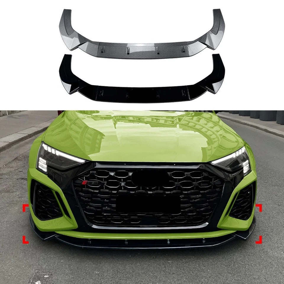 For Audi RS3 8Y Gloss Black Front Splitter Body Kit Prefacelift 2020-24
