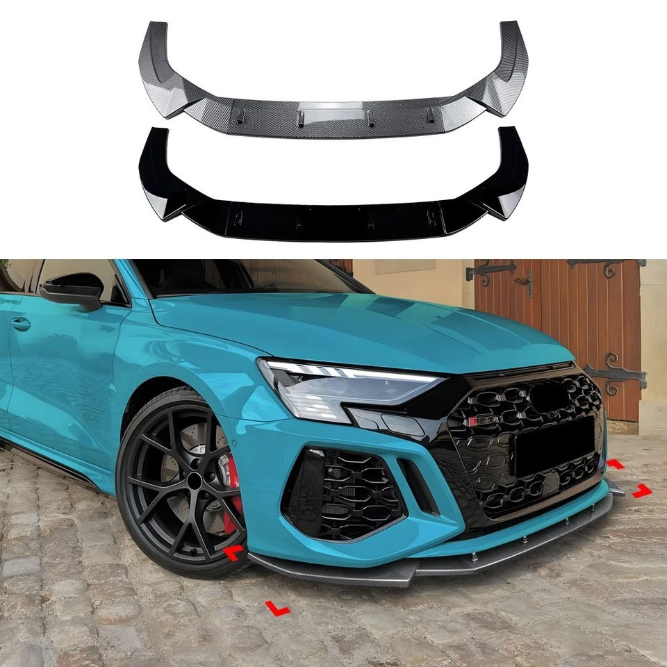 For Audi RS3 8Y Gloss Black Front Splitter Body Kit Prefacelift 2020-24
