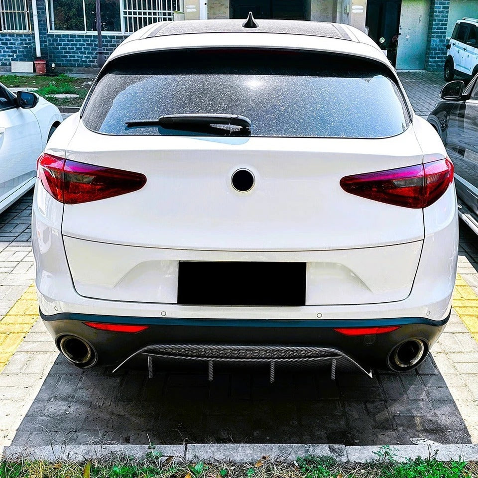 For Alfa Romeo Stelvio Gloss Black Rear Diffuser Lip Valance Bumper Body Kit 2017+