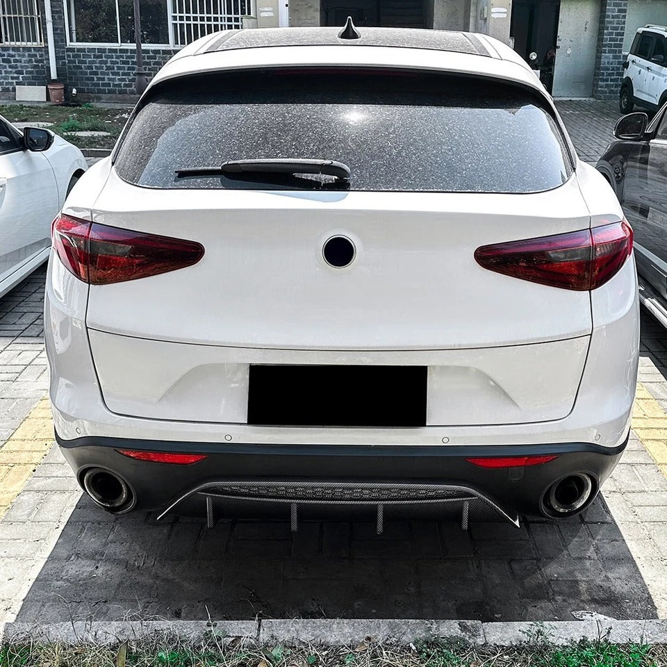 For Alfa Romeo Stelvio Gloss Black Rear Diffuser Lip Valance Bumper Body Kit 2017+