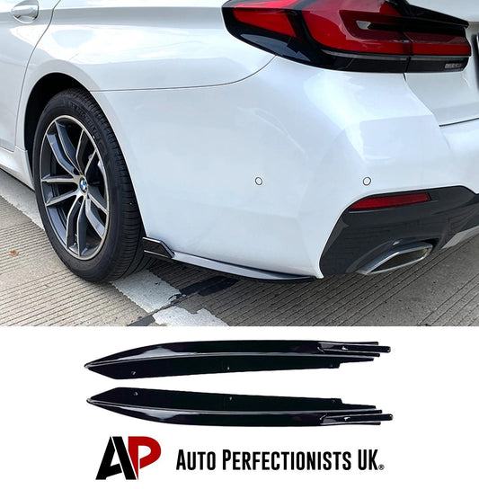 For BMW 5 Series M5 G30 Gloss Black Rear Corner Side Spats Diffuser Splitter