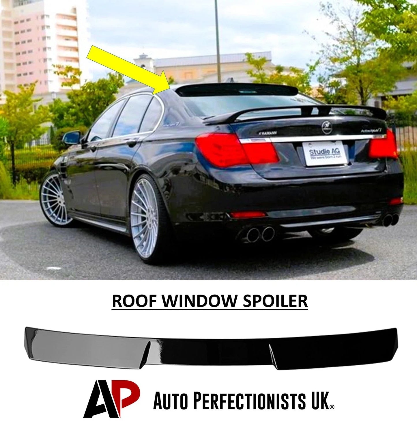 For BMW 7 Series F01 F02 Gloss Black Rear Roof Spoiler Window Lip Wing Body Kit 8 15