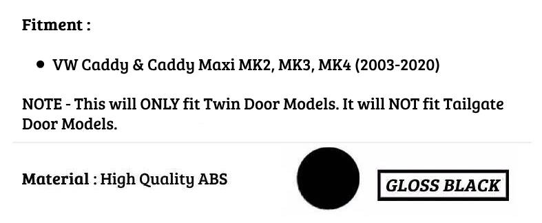 VW Caddy & Maxi Van Car Rear Roof Spoiler 2003-2020 Gloss Black