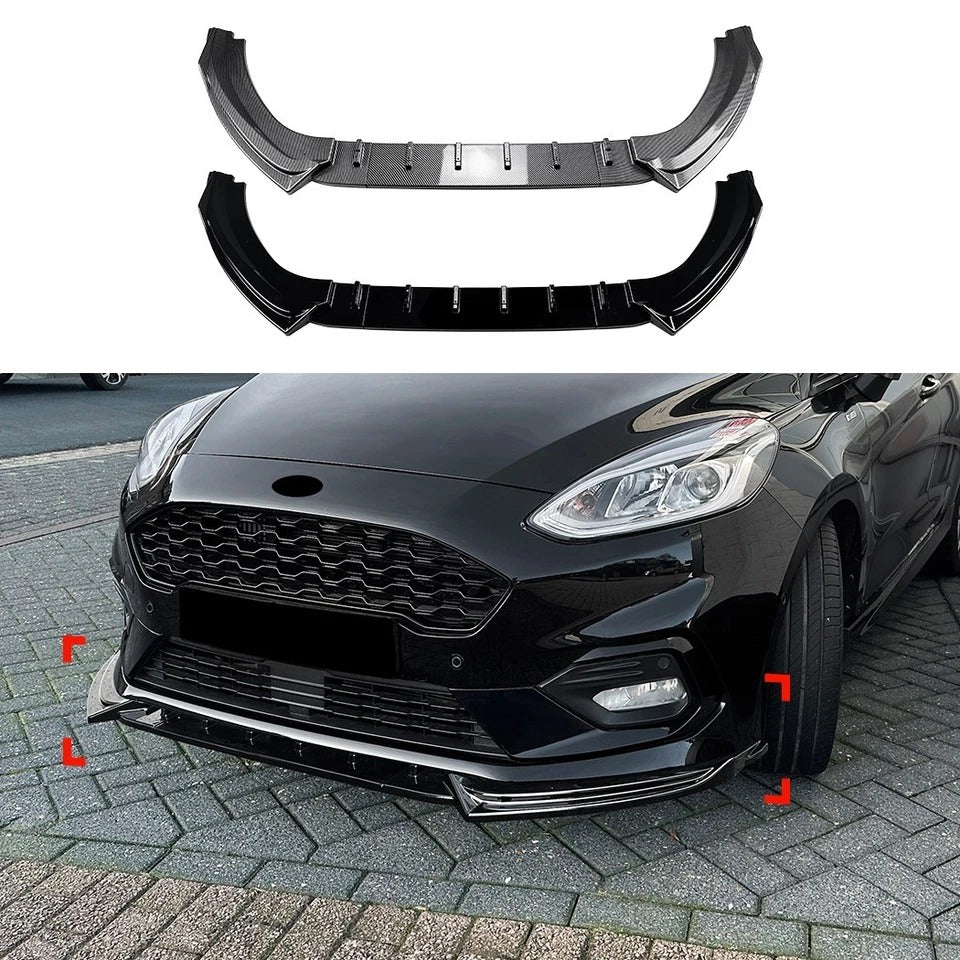 For Ford Fiesta MK8 ST Line Gloss Black Front Splitter Body Kit 17-20