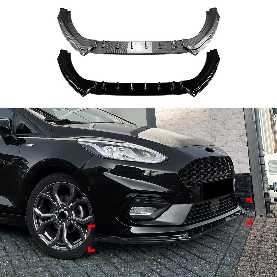 For Ford Fiesta MK8 ST Line Gloss Black Front Splitter Body Kit 17-20