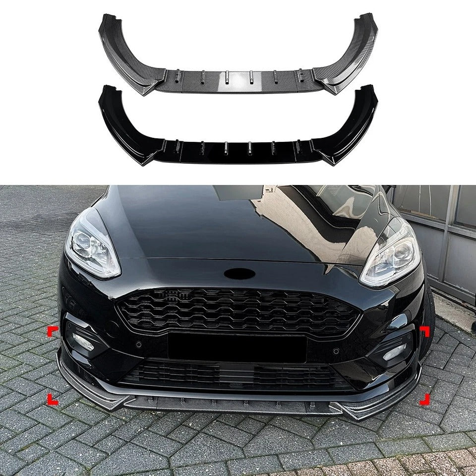 For Ford Fiesta MK8 ST Line Gloss Black Front Splitter Body Kit 17-20