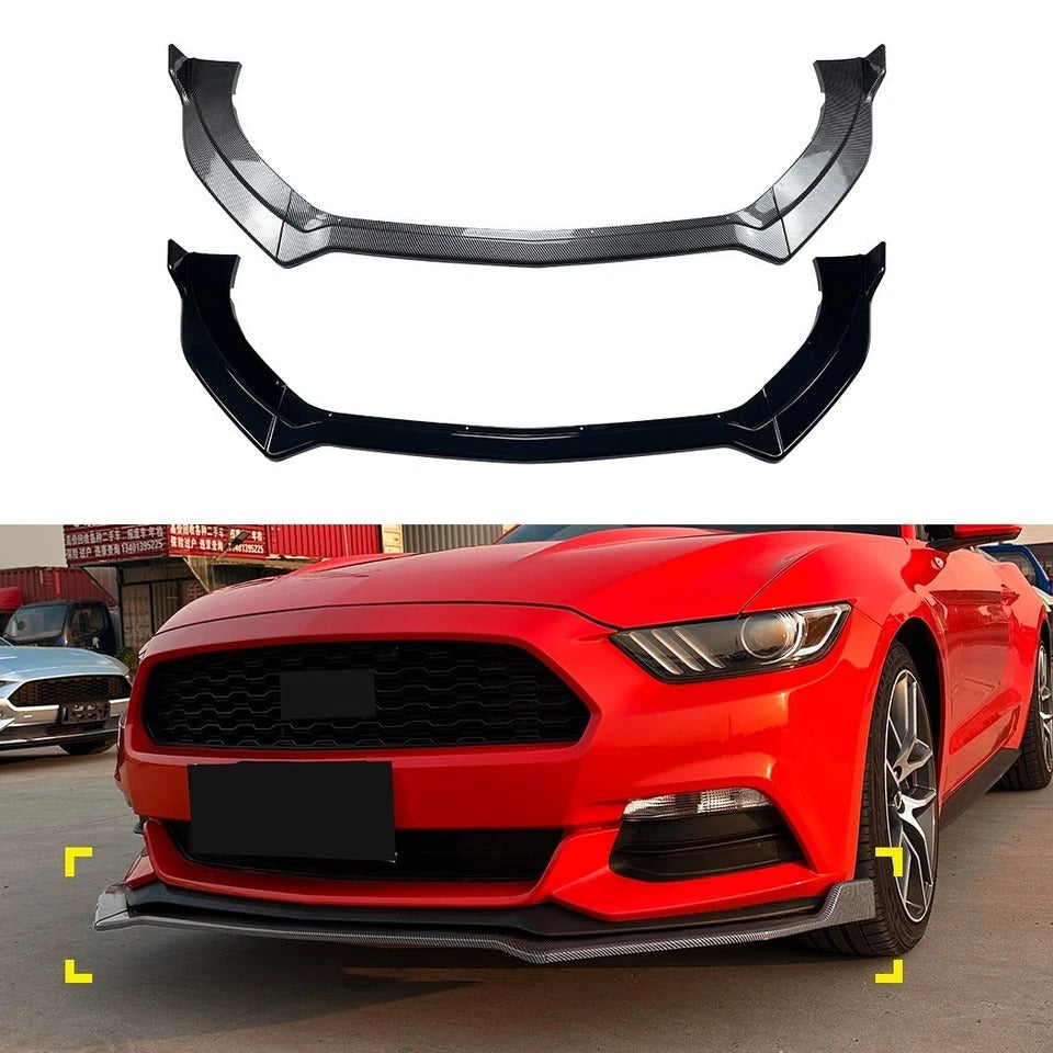 For Ford Mustang MK6 Gloss Black Front Splitter Body Kit Wing 2015-2017