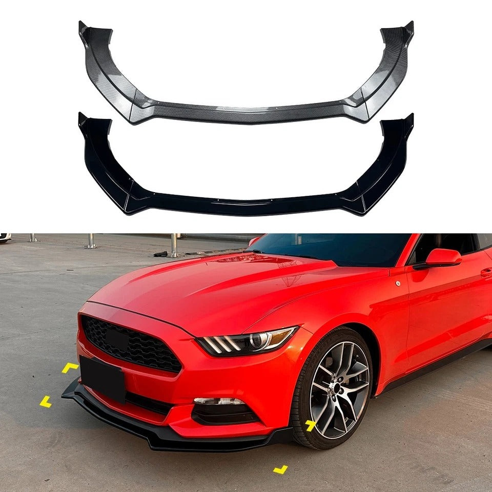 For Ford Mustang MK6 Gloss Black Front Splitter Body Kit Wing 2015-2017