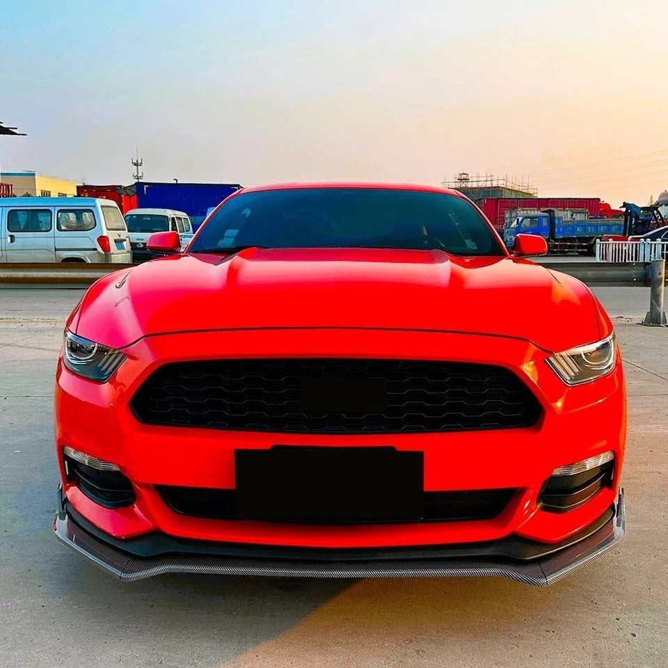 For Ford Mustang MK6 Gloss Black Front Splitter Body Kit Wing 2015-2017