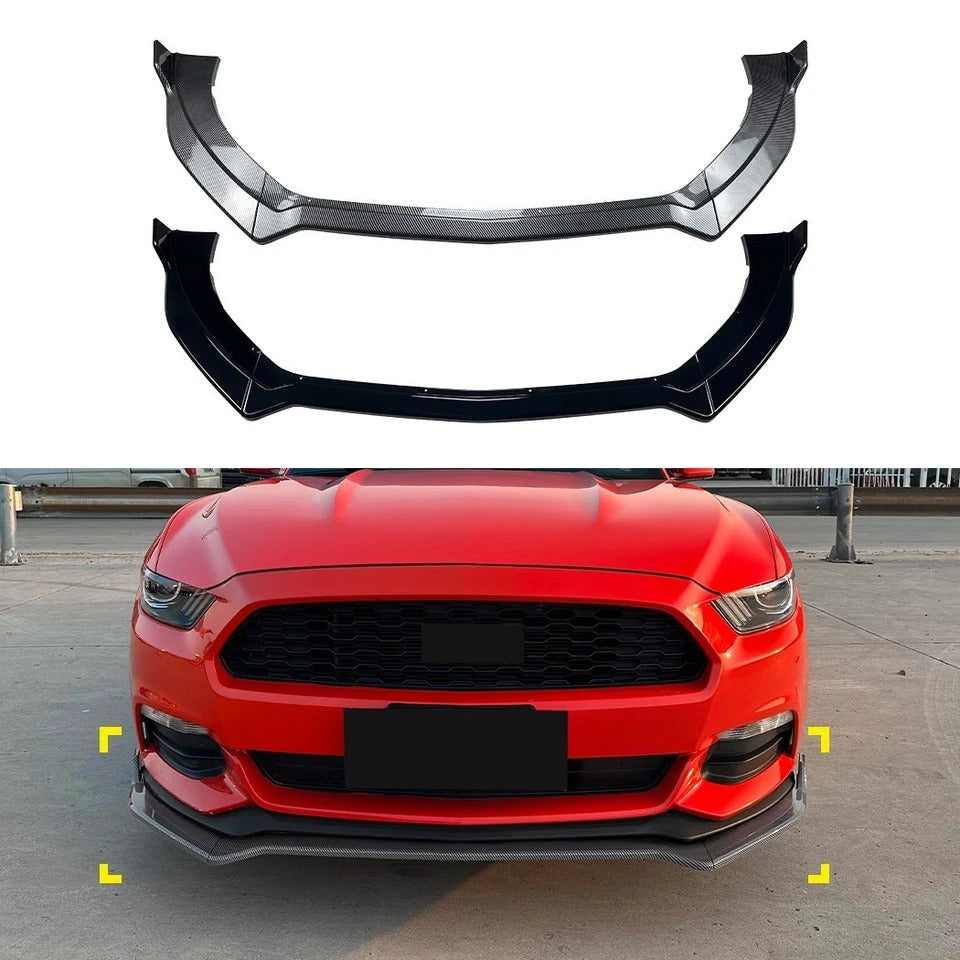 For Ford Mustang MK6 Gloss Black Front Splitter Body Kit Wing 2015-2017