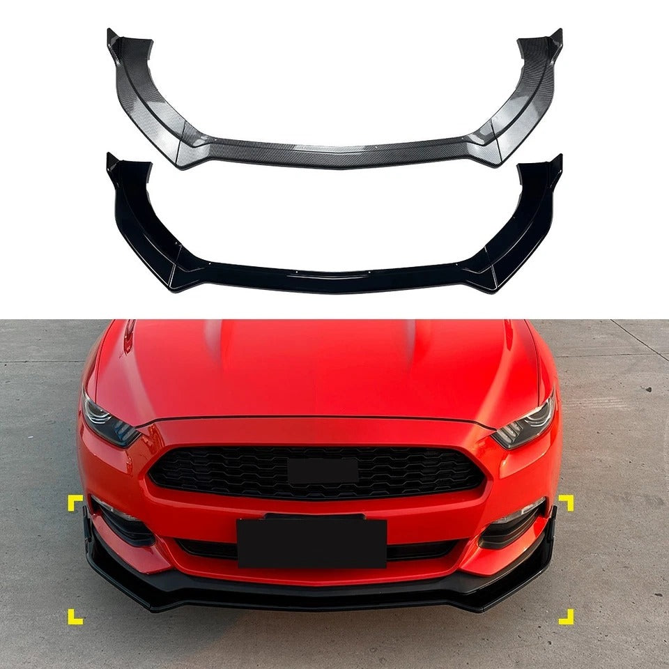 For Ford Mustang MK6 Gloss Black Front Splitter Body Kit Wing 2015-2017