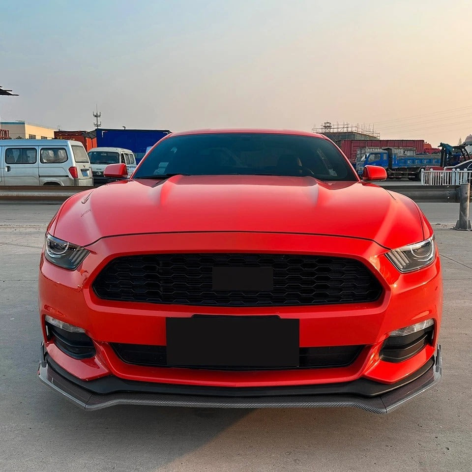 For Ford Mustang MK6 Gloss Black Front Splitter Body Kit Wing 2015-2017