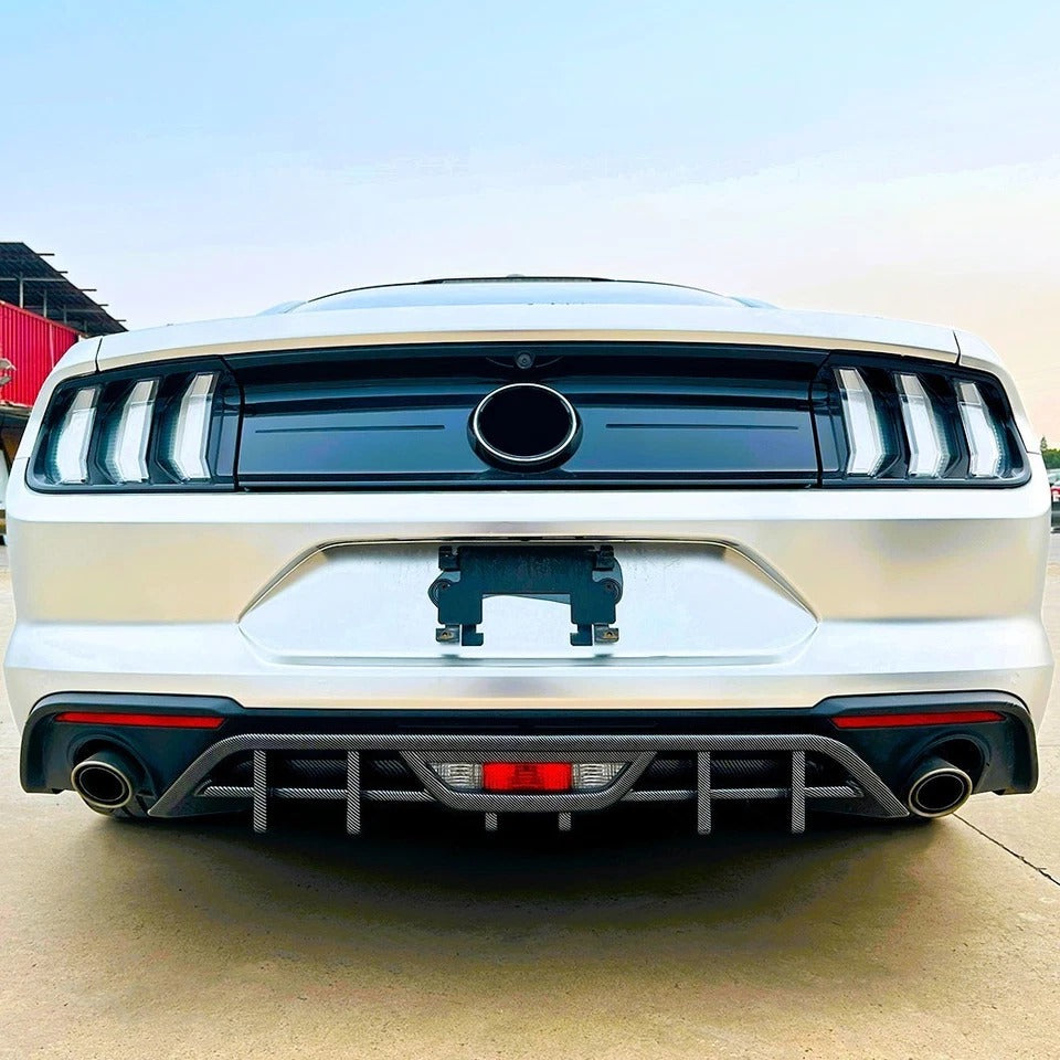 For Ford Mustang MK6.5 Gloss Black Rear Diffuser Lip Valance Bumper Body Kit 2018-23