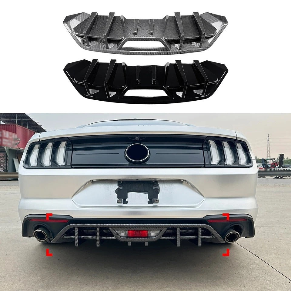 For Ford Mustang MK6.5 Gloss Black Rear Diffuser Lip Valance Bumper Body Kit 2018-23