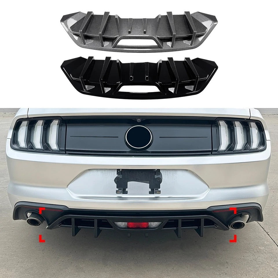 For Ford Mustang MK6.5 Gloss Black Rear Diffuser Lip Valance Bumper Body Kit 2018-23