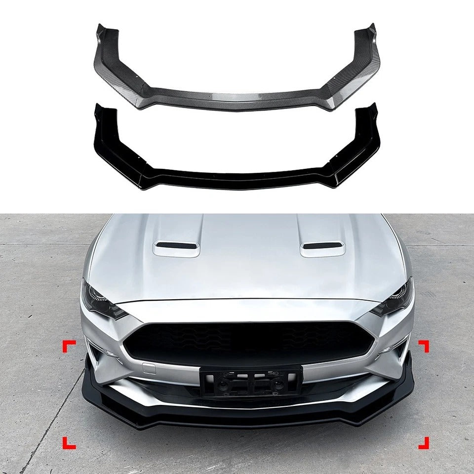 For Ford Mustang MK6.5 Gloss Black Front Splitter Body Kit Wing 2018-23