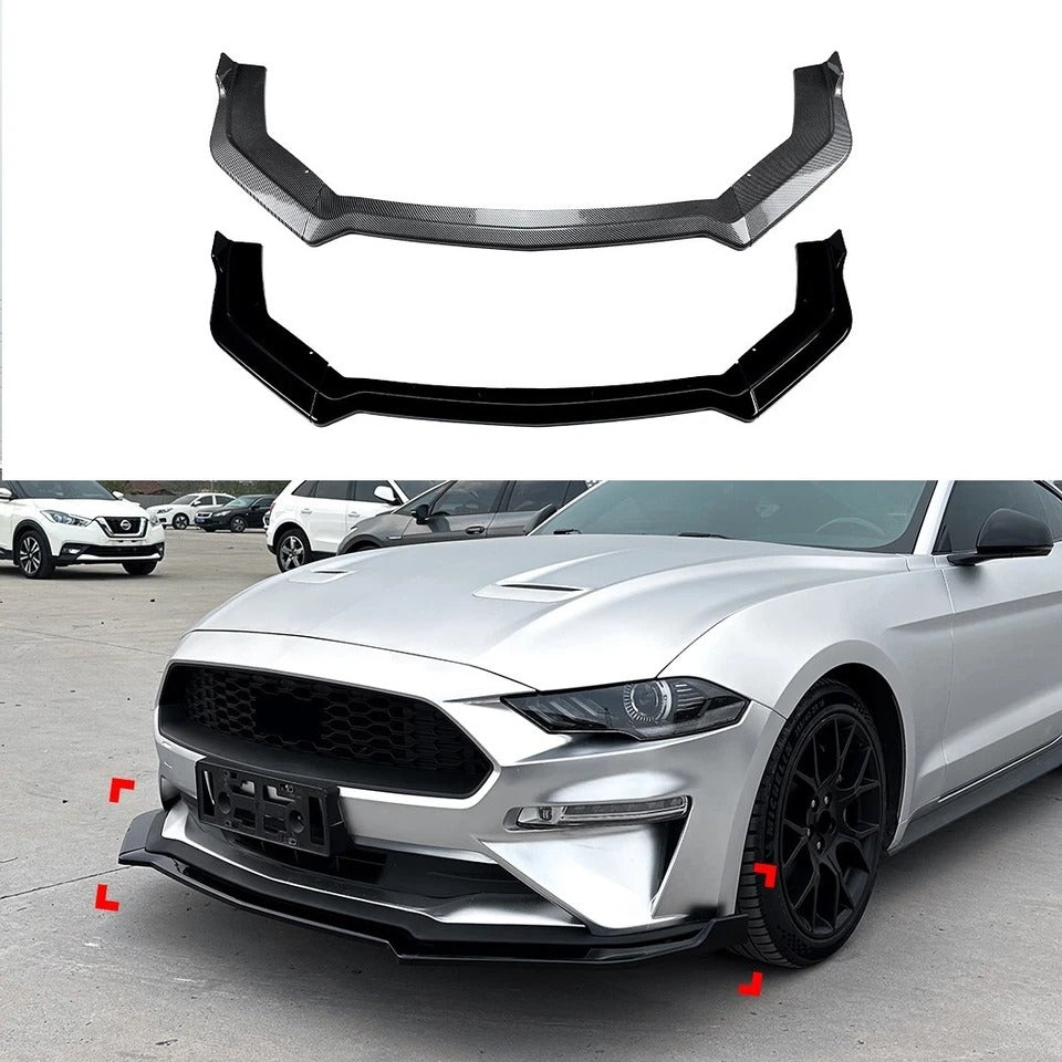 For Ford Mustang MK6.5 Gloss Black Front Splitter Body Kit Wing 2018-23