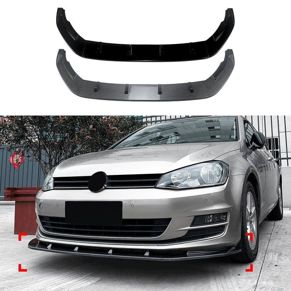 For VW Golf MK7 R GTD GTI TSI TDI Gloss Black Front Splitter Lip Kit 2013-16