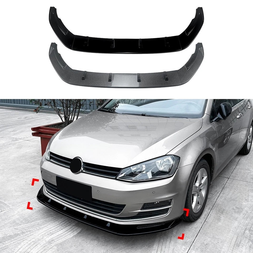 For VW Golf MK7 R GTD GTI TSI TDI Gloss Black Front Splitter Lip Kit 2013-16