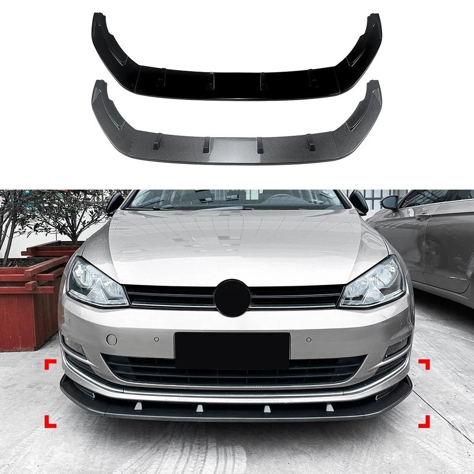 For VW Golf MK7 R GTD GTI TSI TDI Gloss Black Front Splitter Lip Kit 2013-16