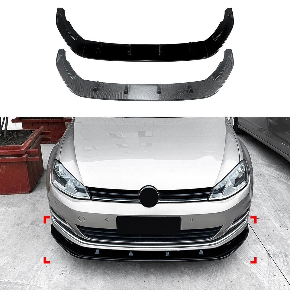 For VW Golf MK7 R GTD GTI TSI TDI Gloss Black Front Splitter Lip Kit 2013-16