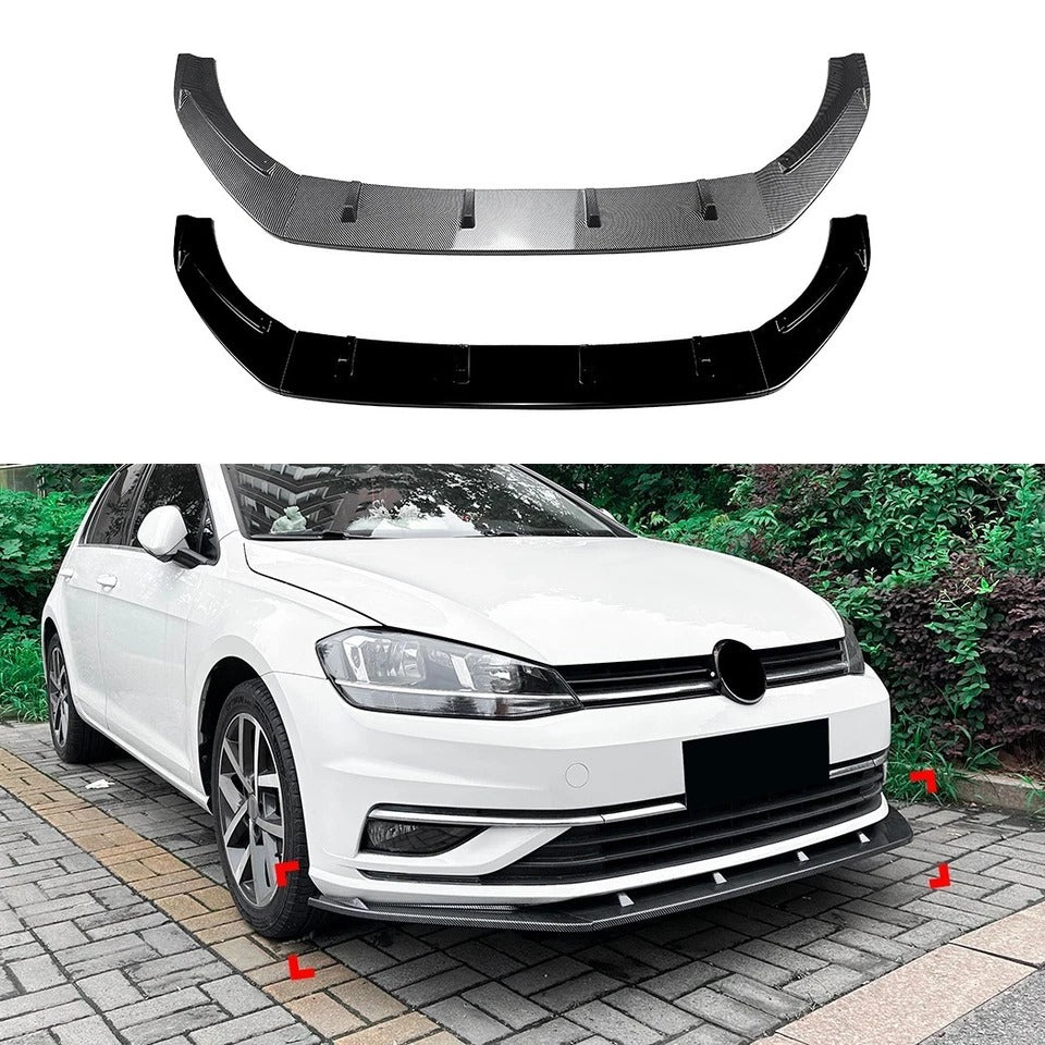 For VW Golf MK7.5 R GTD GTI TSI TDI Gloss Black Front Splitter Kit 16-20