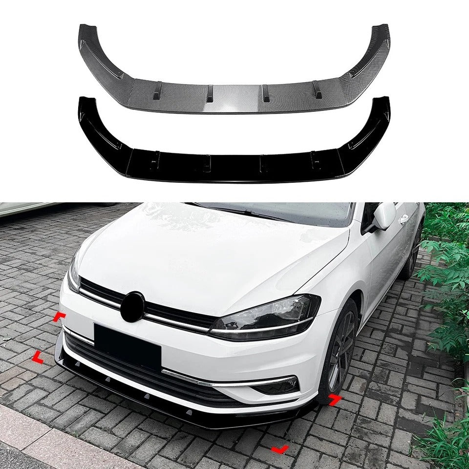 For VW Golf MK7.5 R GTD GTI TSI TDI Gloss Black Front Splitter Kit 16-20