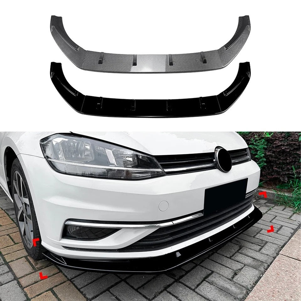 For VW Golf MK7.5 R GTD GTI TSI TDI Gloss Black Front Splitter Kit 16-20