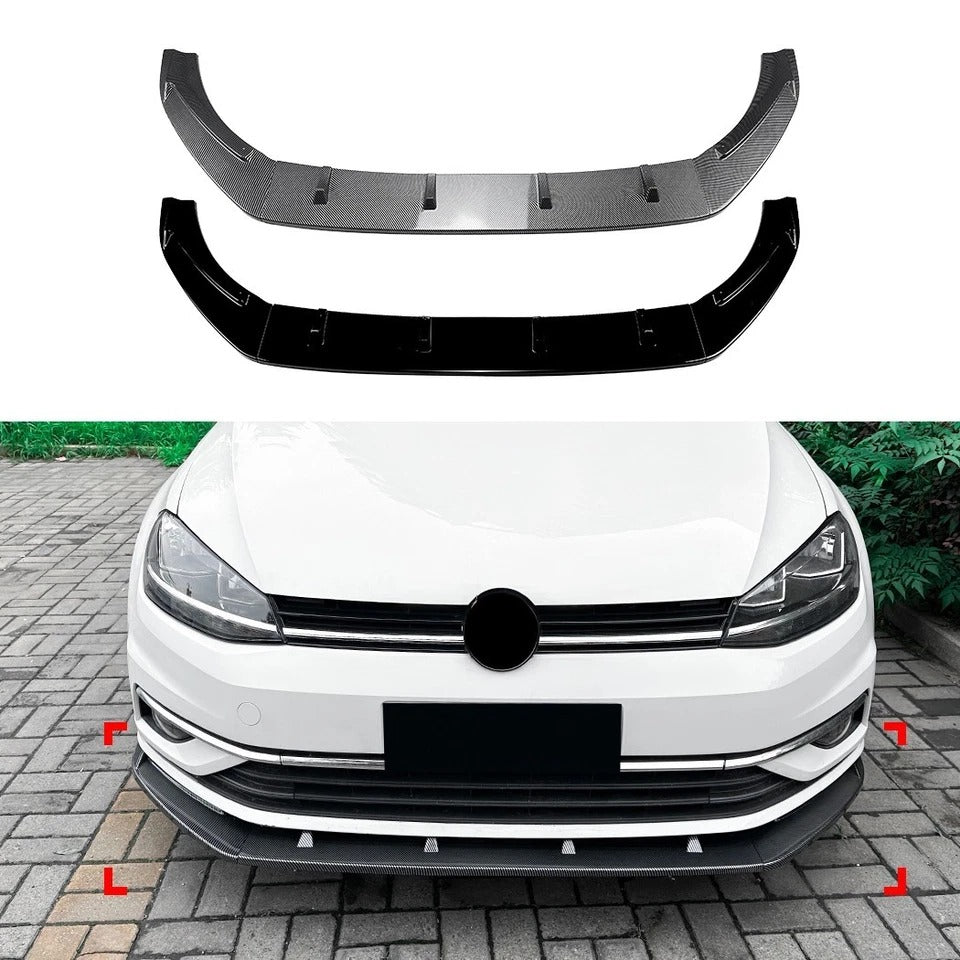 For VW Golf MK7.5 R GTD GTI TSI TDI Gloss Black Front Splitter Kit 16-20