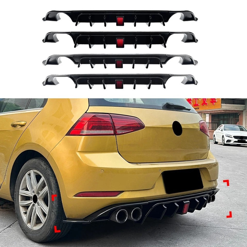 For VW Golf GTI GTD TSI TDI MK7.5 TCR Style Rear Diffuser Kit W/LED